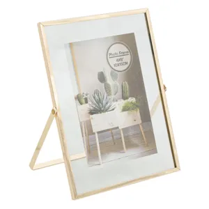 Rama foto decorativa metalica aurie cu suport, 10x15 cm