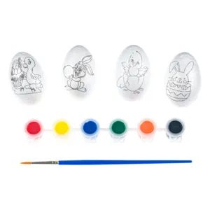 Set de Creatii de Paste cu Oua din Spuma, 6 Vopsele si Pensula, 11 buc