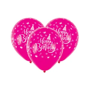 Baloane de petrecere fucsia cu text Happy Birthday