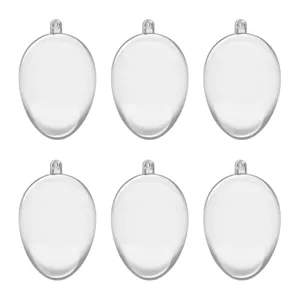 Set 6 Oua Transparente din Plastic pentru Decorat, 6 cm