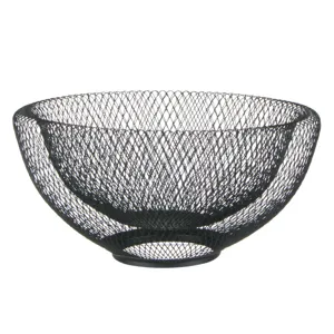 Recipient Fructe Metalic Negru, Plasă Ø30x15cm