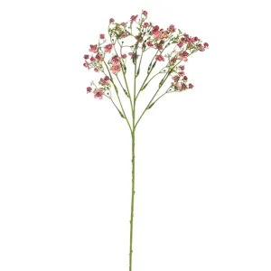 Ramură artificială verde cu flori roz, 50 cm