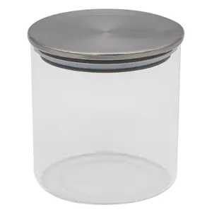 Borcan de Depozitare din Sticlă Transparentă cu Capac Metalic 350 ml