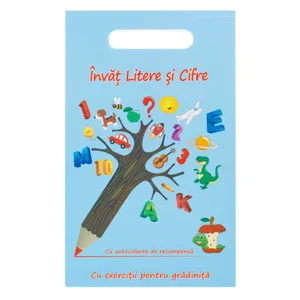 Carte educativă cu autocolante pentru învățarea literelor și cifrelor