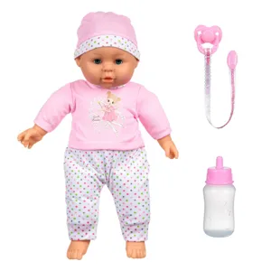 Păpușă Bebeluș cu Suzeta și Sunet, 38 cm, Roz