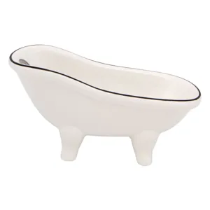 Suport Săpun Ceramic Vintage Alb cu Drenaj