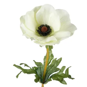 Floare artificială Anemona albă de 40cm pentru decor