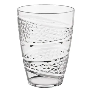 Pahar transparent de plastic cu model romburi reliefate