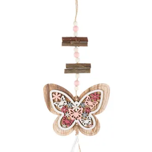 Decoratiune de Lemn Suspendabilă Fluture cu Margele