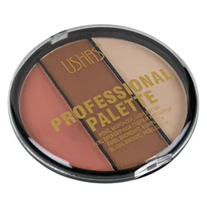 Paletă de Machiaj 3-în-1 cu Fard de Obraz, Bronzant și Highlighter Nuanțe Maro
