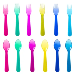Set Linguri și Furculițe Reutilizabile 12 Bucăți, 16cm, Culori Variate