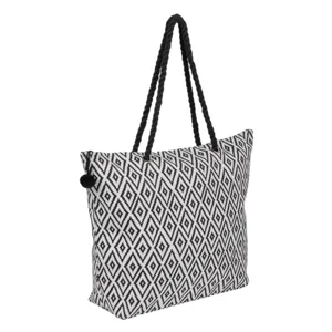 Portfard Negru Alb Model Aztec cu Pompon Negru 32x22cm