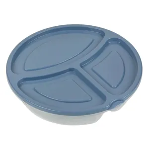 Caserola Rotunda din Plastic cu 3 Compartimente & Capac Gri 1.1L