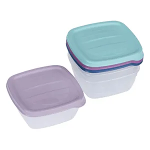 Set caserole transparente cu capac colorat 250ml