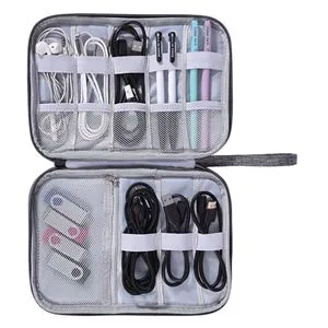 Husă de organizare pentru cabluri și accesorii electronice, gri