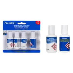 Set Corector Lichid cu Burete și Diluant, 4 buc, Alb, 10 ml