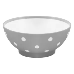 Bol rotund din plastic, 1.5L, Alb cu buline gri