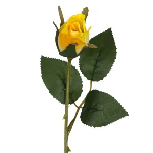 Trandafir artificial galben cu tulpina, 21 cm