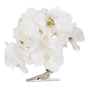 Hortensie Artificială Albă cu Clips, Dimensiune 10 cm