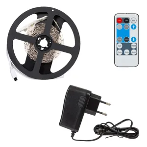 Bandă LED autocolantă, 3m, 60 LED/m, Albă, 12V, cu telecomandă