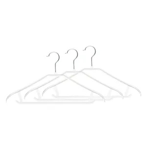 Umeraș pentru paltoane, Set 3 buc, Alb, Plastic