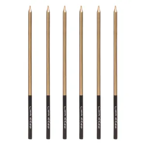 Set Lumânări Zi de Naștere Aurii Metalizat și Negre, 6 bucăți, 15 cm