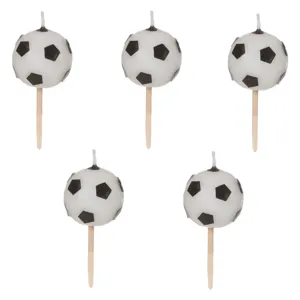 Lumanari pentru tort cu scobitori, Design Minge de Fotbal, 5 buc, 6 cm