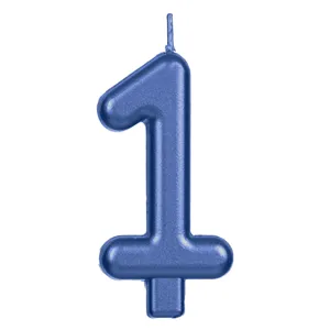 Lumanare cifra pentru tort bleu metalizat Nr. 1