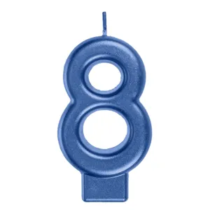 Balon număr 8 metalizat albastru pentru zi de naștere