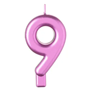 Lumânare de naștere, Fucsia Metalizat, Nr. 9