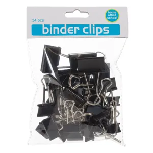 Clips de Birou Metalic Negru, 3 Mărimi, 34 Bucăți