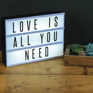 Lightbox cu LED, 100 litere si simboluri, Negru, 31x5x22.5cm