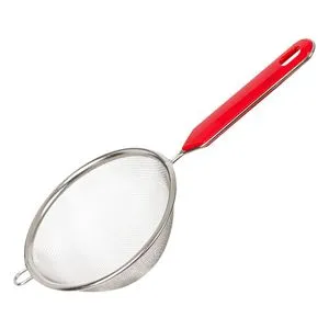 Strecurătoare din inox cu mâner roșu, 12 cm