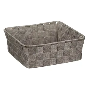 Cos de depozitare metalic impletit, Taupe, 24x24x8.5 cm