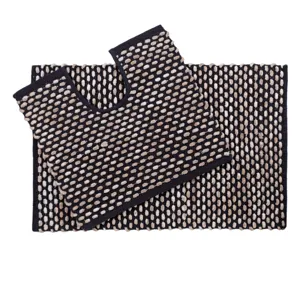 Set Covorase Baie Negru si Bej cu Model, 2 Bucati