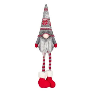 Figură Gnome Crăciun Gri cu Picioare Suspendabile 35 cm