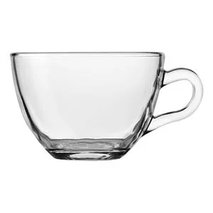 Cească transparentă de sticlă cu maner – Design curbat