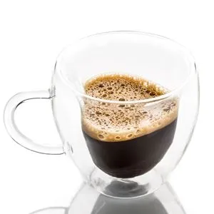 Cana de Sticlă Transparentă cu Perete Dublu în Formă de Inima - 240ml