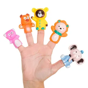 Set de 5 Păpuși de Deget cu Animale Sălbatice, Multicolore, Plastic, 3+ Ani