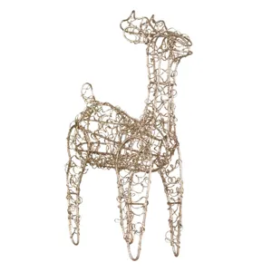 Decoratiune de Craciun Metalică Cerb cu Glitter Bej 15cm