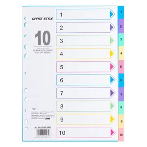Separatoare din Plastic A4, Multicolore, Numerotate, 10 buc