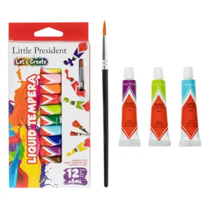 Set 12 culori tempera cu pensula, 13 bucati