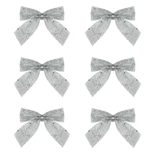 Fundițe Decorative Crăciun Glitter Argintiu Set de 6 bucăți