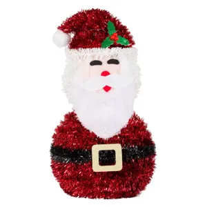 Moș Crăciun Decorativ din Plastic cu Tinsel Roșu