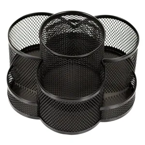 Suport pixuri rotativ metalic negru, 7 compartimente, Ø18x9cm