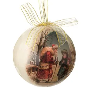 Glob Vintage Crăciun Moș Crăciun Ilustrație Copii Ecru