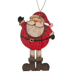 Ornament Brad de Crăciun Moș Crăciun din lemn 6x11 cm Multicolor