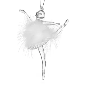 Ornament Balerina Transparentă de Crăciun cu Pene