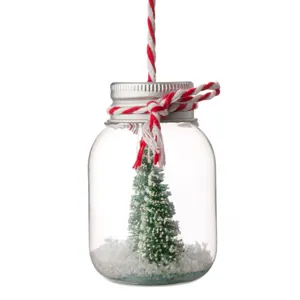 Ornament Brad de Crăciun Borcan Transparent cu Capac Metalic