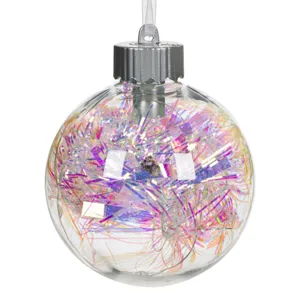 Glob de Crăciun LED Transparent cu Tinsel Irizat și Baterii